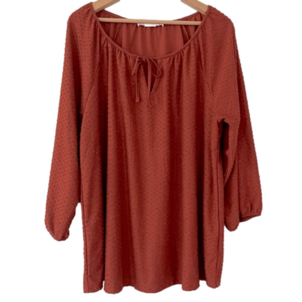 In Every Story Rust Brown Dot Top- Size X (bin 2H)